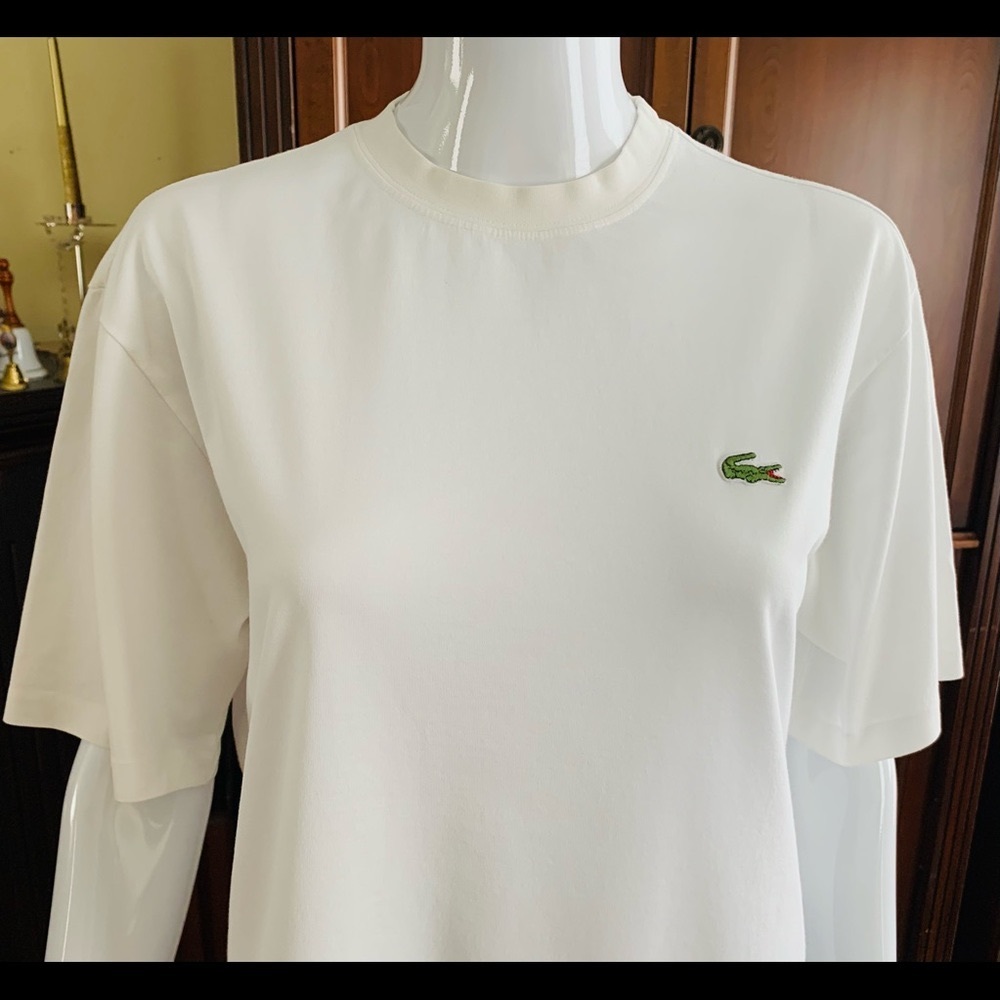 Lacoste 100% White Cotton Crew Neck Tshirt crocodile Logo short sleeves unisex